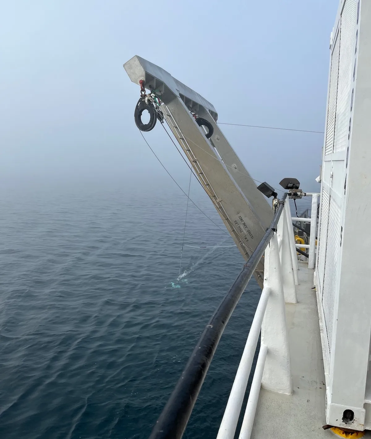 PI Kristen Buck's (OSU) trace metal clean "towfish" collects surface water samples in the Gulf during the Feb/Mar 2023 STING cruise.