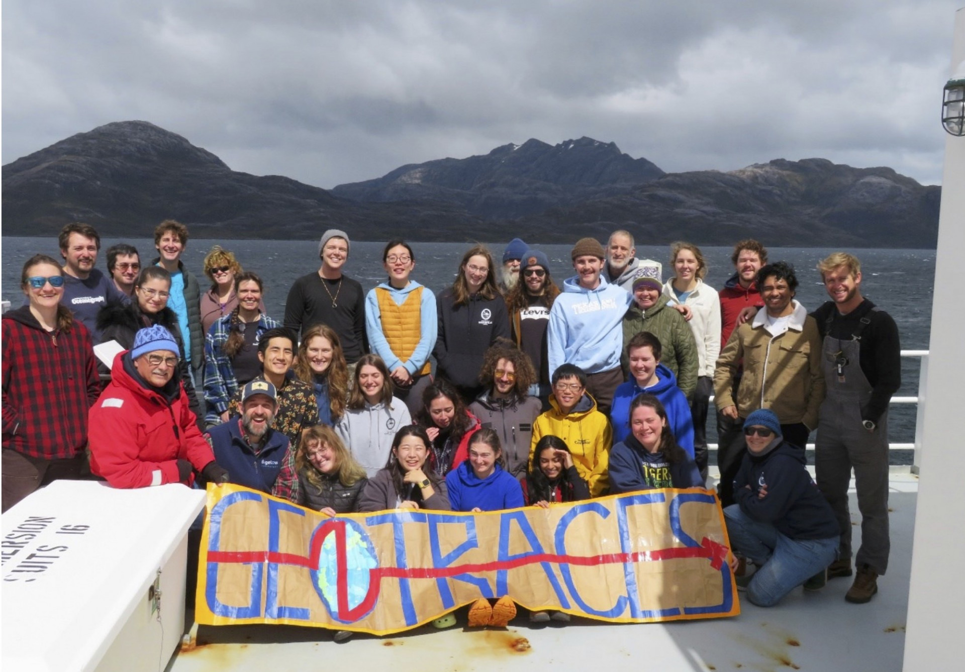 GP17-OCE Science Team in the Strait of Magellan. Source: GP17-OCE Cruise Report GP17-OCE Science Team in the Strait of Magellan. Source: GP17-OCE Cruise Report