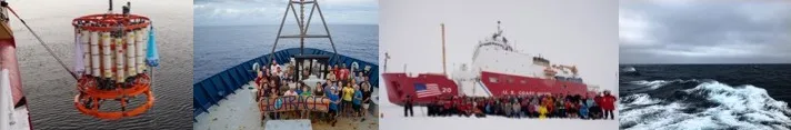 GN01: Rosette recovery; GP15 Science Team (Source: Cruise Report); GN01 Science Team (Source: U.S. Coast Guard); Waves near Alaska (Credit: Alex Fox)